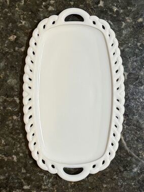 Vintage Indiana Milk Glass Colony Harvest trinket tray - EUC